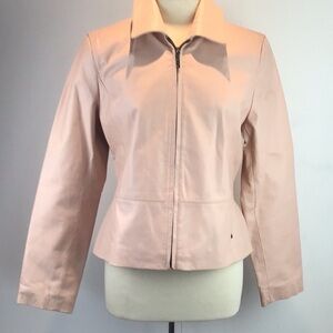 Black Rivet Blush Pink Retro Leather Moto Jacket Size Large